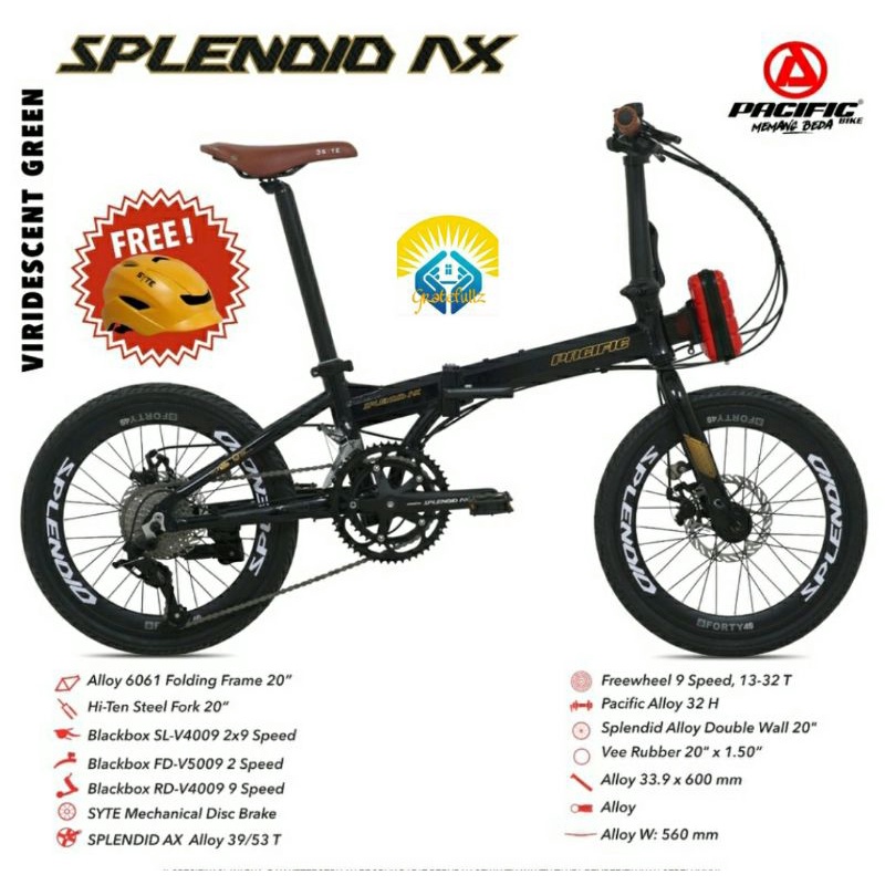 Sepeda lipat 20 inch Pacific Splendid AX VT alloy 18 speed new 2021