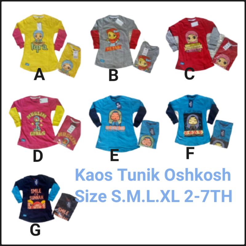 KOAS TUNIK ANAK | TUNIK OSHKOSH | KAOS OSHKOSH | TUNIK ANAK OSHKOSH | KAOS MUSLIM ANAK PEREMPUAN | D