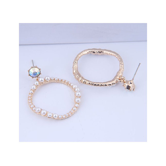 LRC Anting Tusuk Fashion Beige Round Pearl Studs A60083