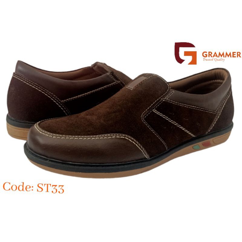 Sepatu Pria Casual Kulit Asli Suede Grammer