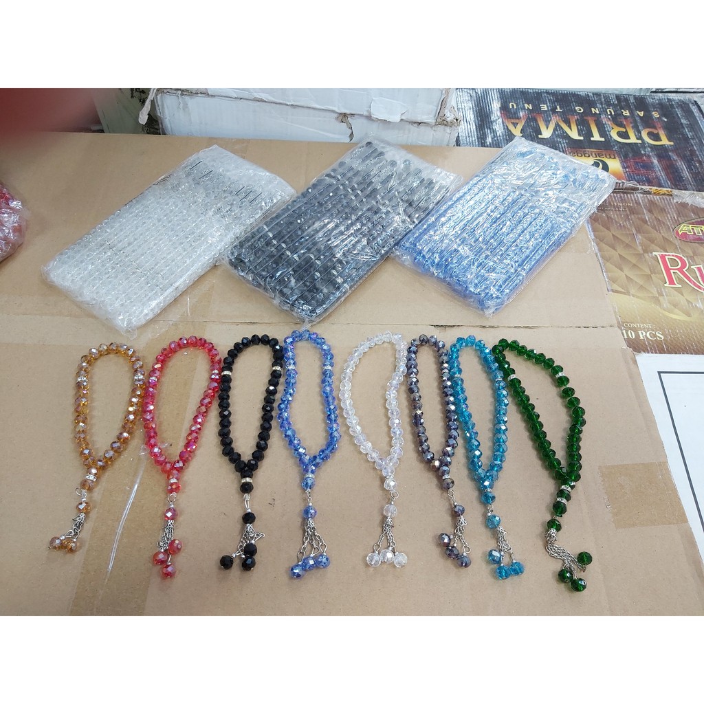 Tasbih Kristal Pendek 33 Cantik Premium Butir Besar