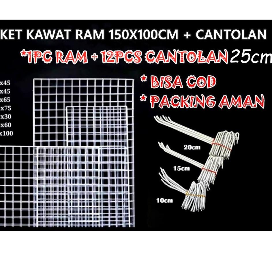 Kawat Ram 150x100 Cm 5mm - Rak Display Aksesoris HP - Rak Gantung putih