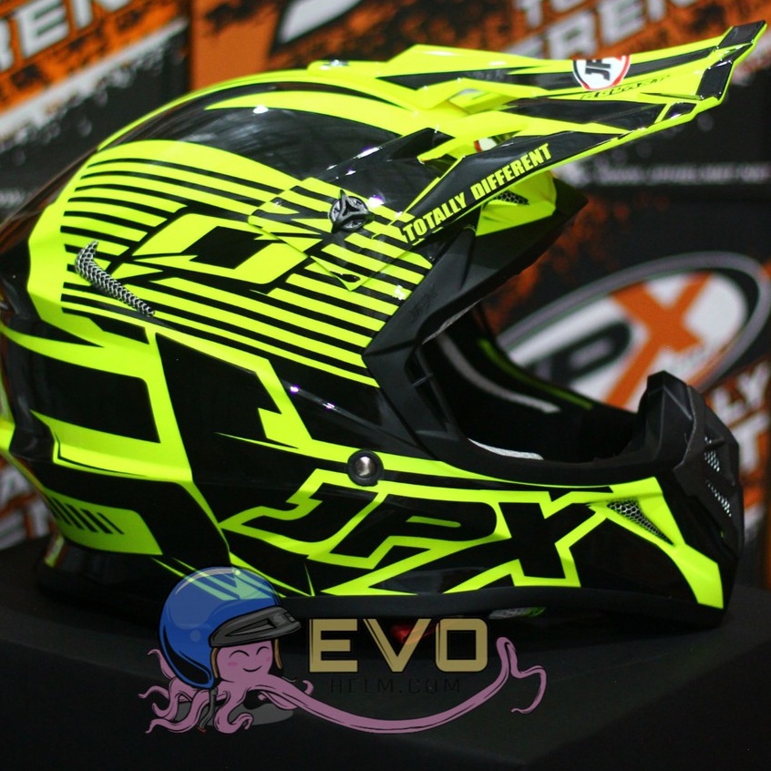 HELM JPX CROSS_FOX1 SERI X12 - FLUO YELLOW GLOSS + GOOGLE SNAIL (ONGKIR 2 KG) HELM JPX TERBARU