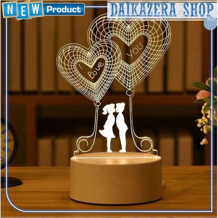 Lampu Hias Dekorasi 3D LED Transparan Warm White - I Love You