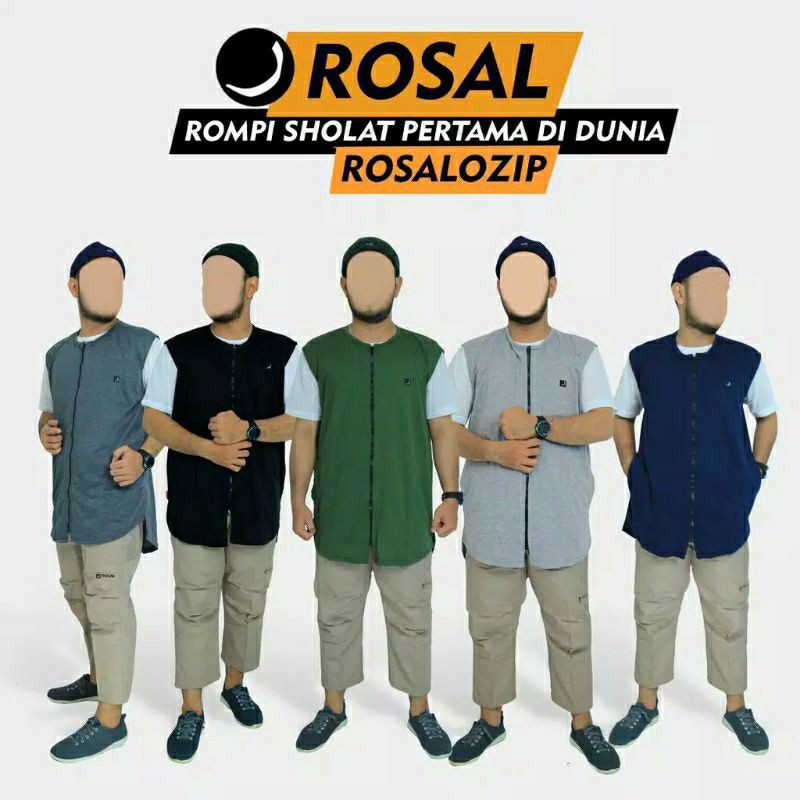 rompi solat ROSAL OZIP o zip pakaian pelapis kaos polos oblong ibadah sholat shalat zipper