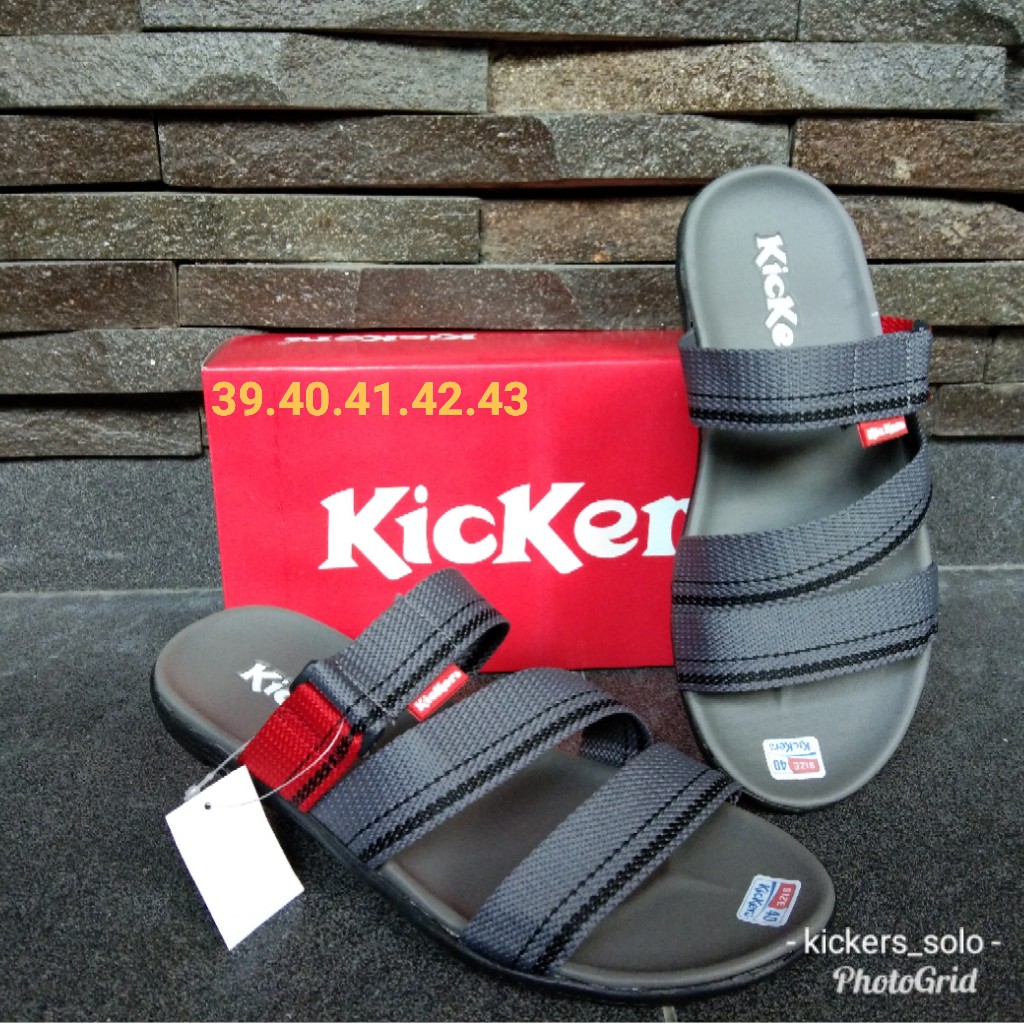 Kickers sendal slop tali 3 bisban Abu Abu terlaris terbaru solo sandal pria termurah