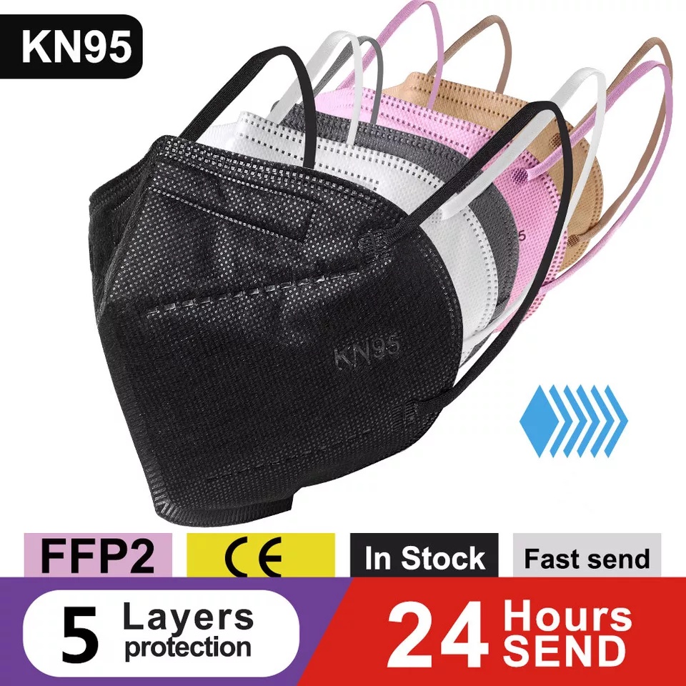 MASKER KN95 10PCS 5PLY WARNA WARNI PINK HITAM PUTIH UNGU KUNING ORANGE MERAH BIRU HIJAU AB