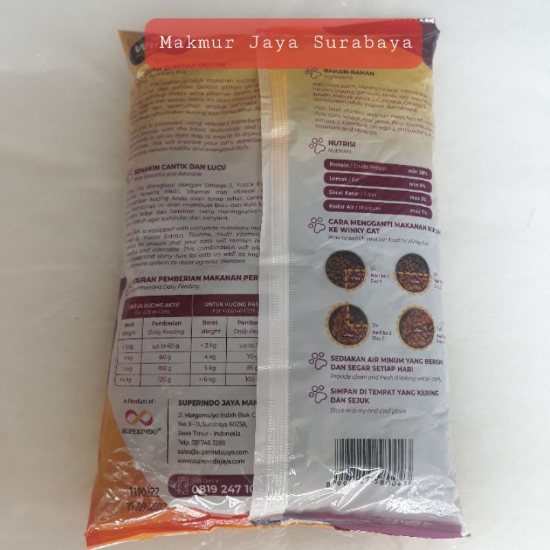 Winky Cat Food 500gr,Tuna Flavor. Pakan Kucing