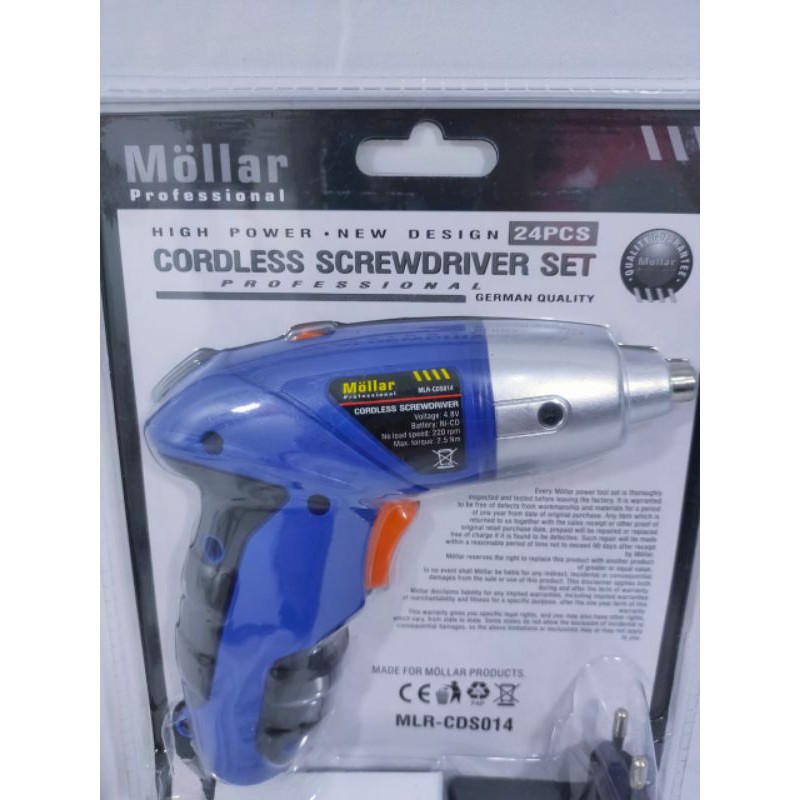 Cordless Screwdriver Set 24pcs / Obeng Bor Portable Baterai - MOLLAR