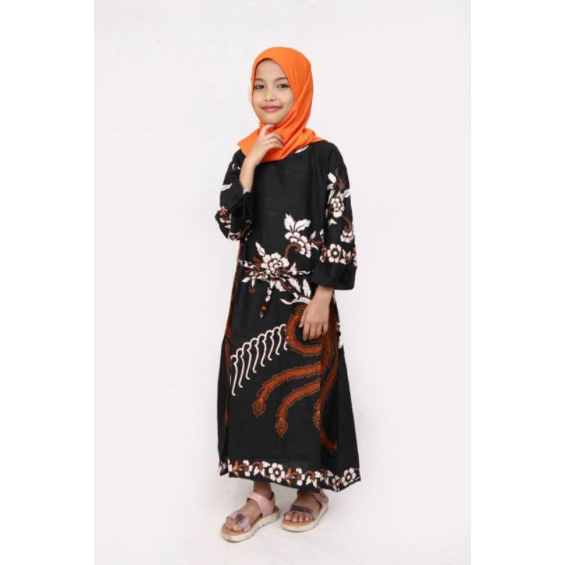 BATIK COUPLE KELUARGA sania ruffle ori ndoro jowi dnt motif AHY-Gamis Anak
