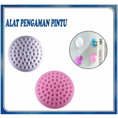 Alat Pengaman Gagang Pintu Bulat Bahan karet / Karet Penahan Gagang Pintu Lemari / Door Fenders Stopper Laci Rumah Model Bola Golf Silicone Pengaman Tembok Dinding Anti Lecet