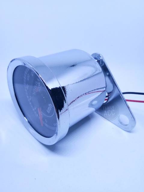 SPEEDOMETER KILOMETER LED BULAT CHROME MOTOR UNIVERSAL