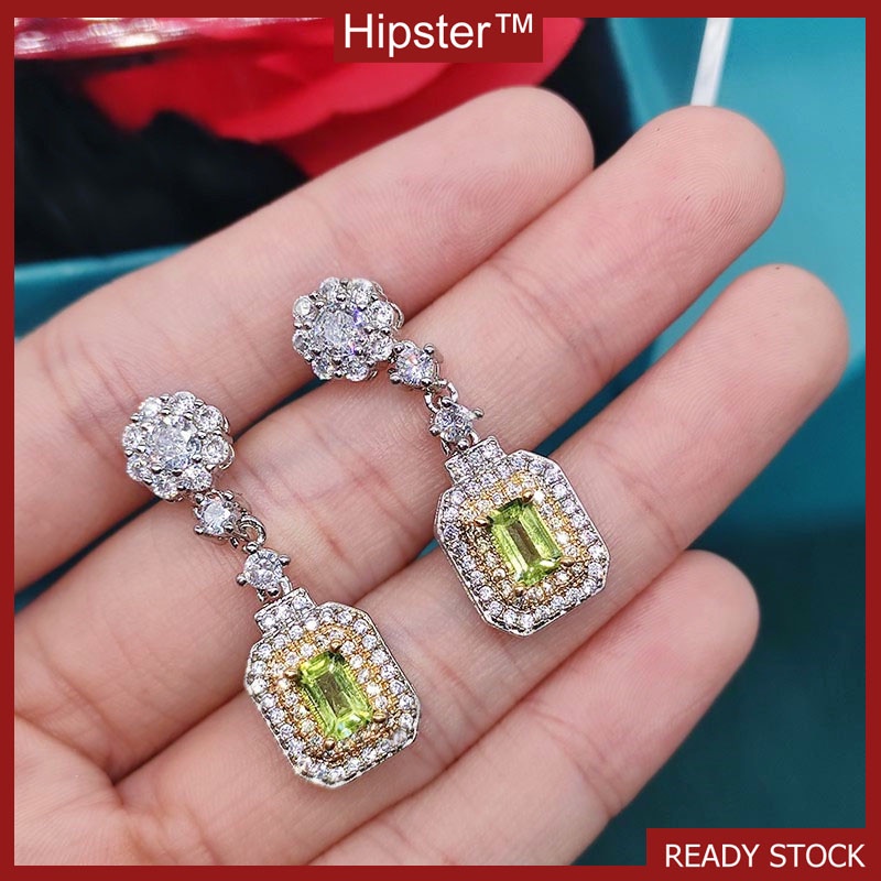 New Luxury Natural Olivine Pendant Earrings