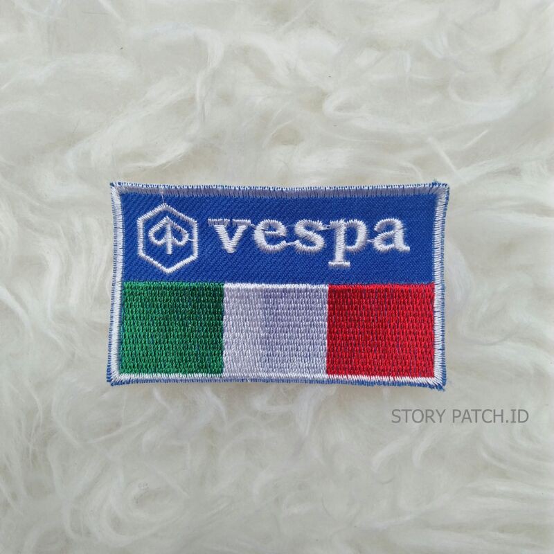 PATCH BORDIR EMBLEM BORDIR VESPA PIAGGIO ITALIA AKSESORIS FASHION EMBLEM JAHIT MOTOR VESPA