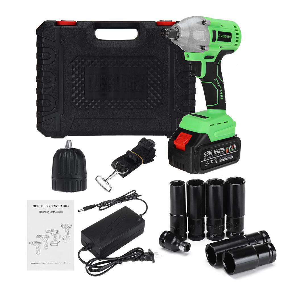 Electric Brushless Cordless Impact Wrench Drill Screwdriver 98V LVDIAN