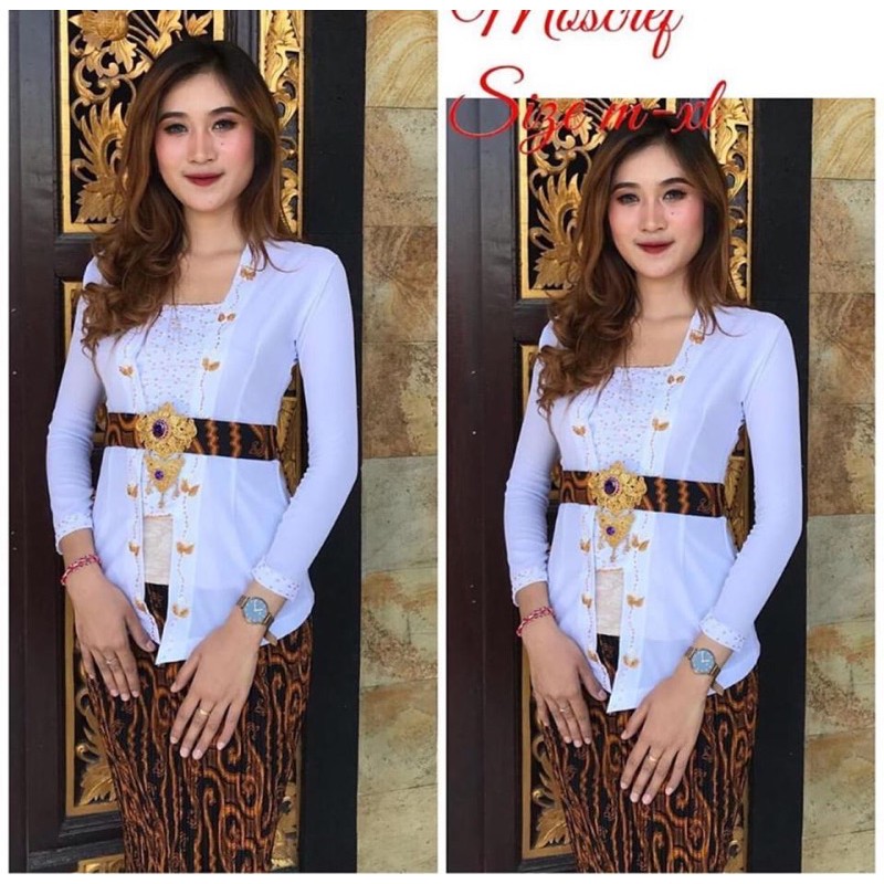 kebaya jadi moscrepe payet sepesial putih