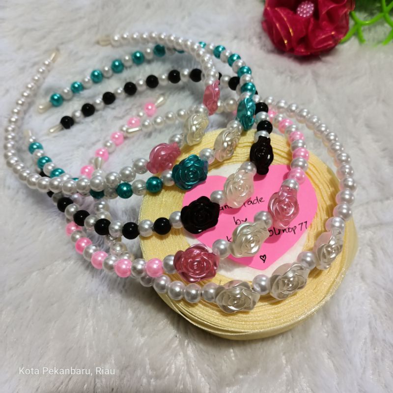 Bando Mutiara Korea Bunga Mawar by KartiniOlshop77