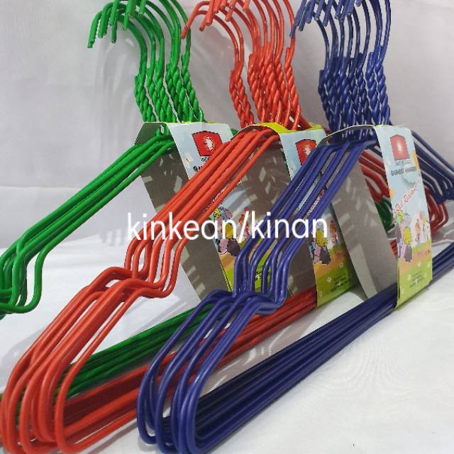 Hanger Kawat Warna / Gantungan Baju Isi 10