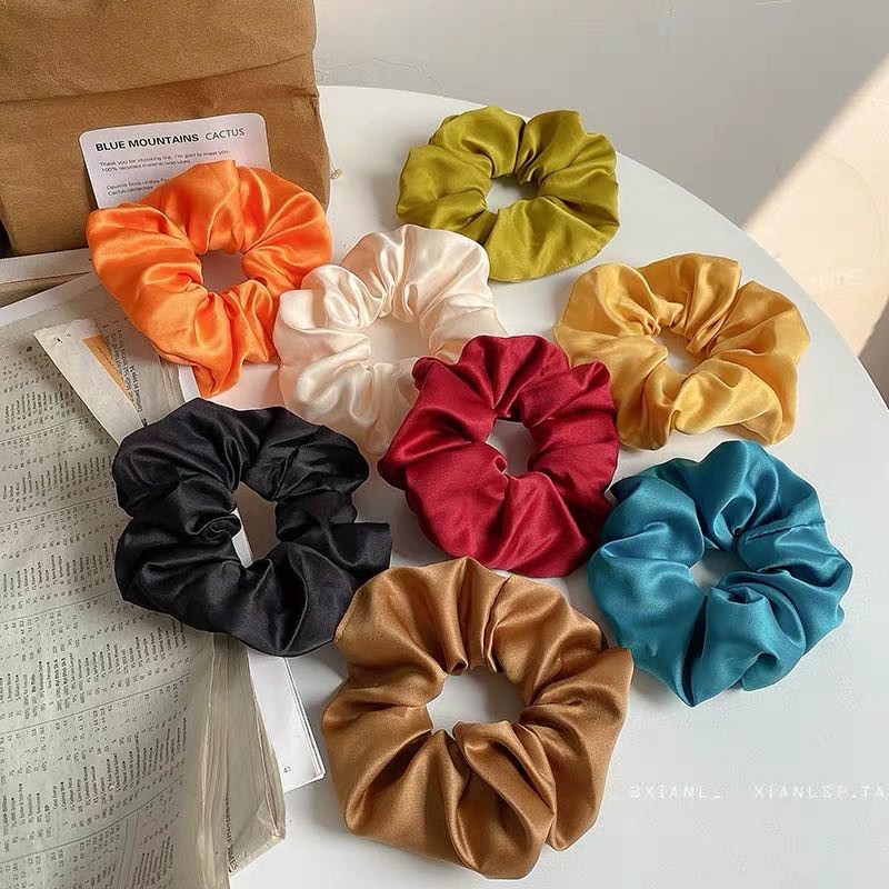 Scrunchie /cepol rambut/Ikat Rambut Elastis Warna-Warni Gaya Korea Retro Wanita KimikoOfficial