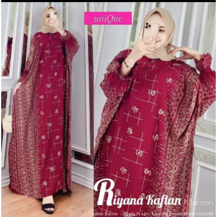 Riyana Kaftan Wanita Jumbo Rayon Tie Dye Premium Gamis Dress Kekinian Bigsize LD 180 cm