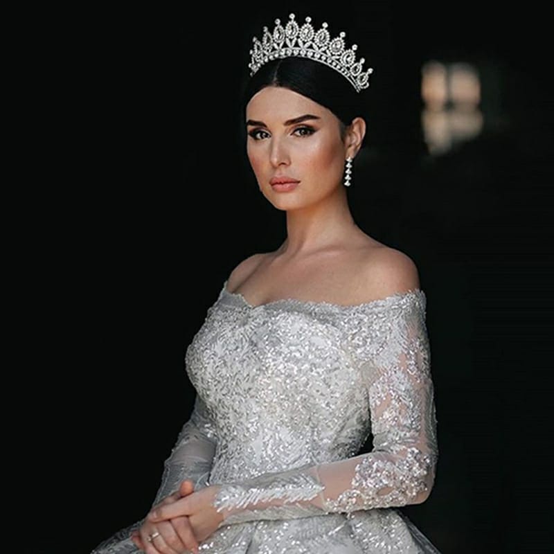 Clara Crown - Rhinestone Crystal Wedding Crown Bride Tiara Princess Queen Diadem - Mahkota Pengantin