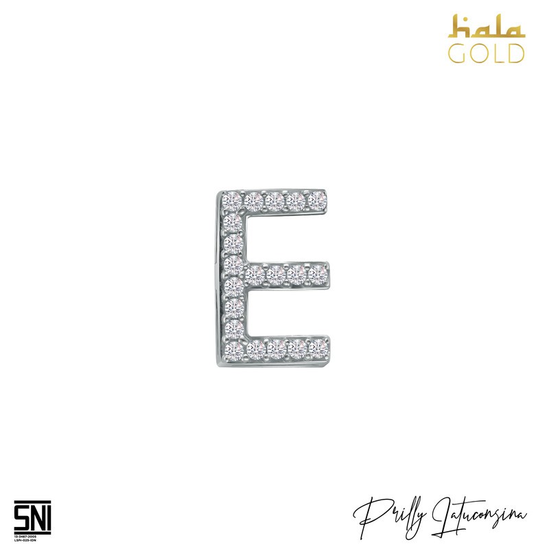 Liontin Emas Prilly Lop U Hala Gold Huruf Alphabet E