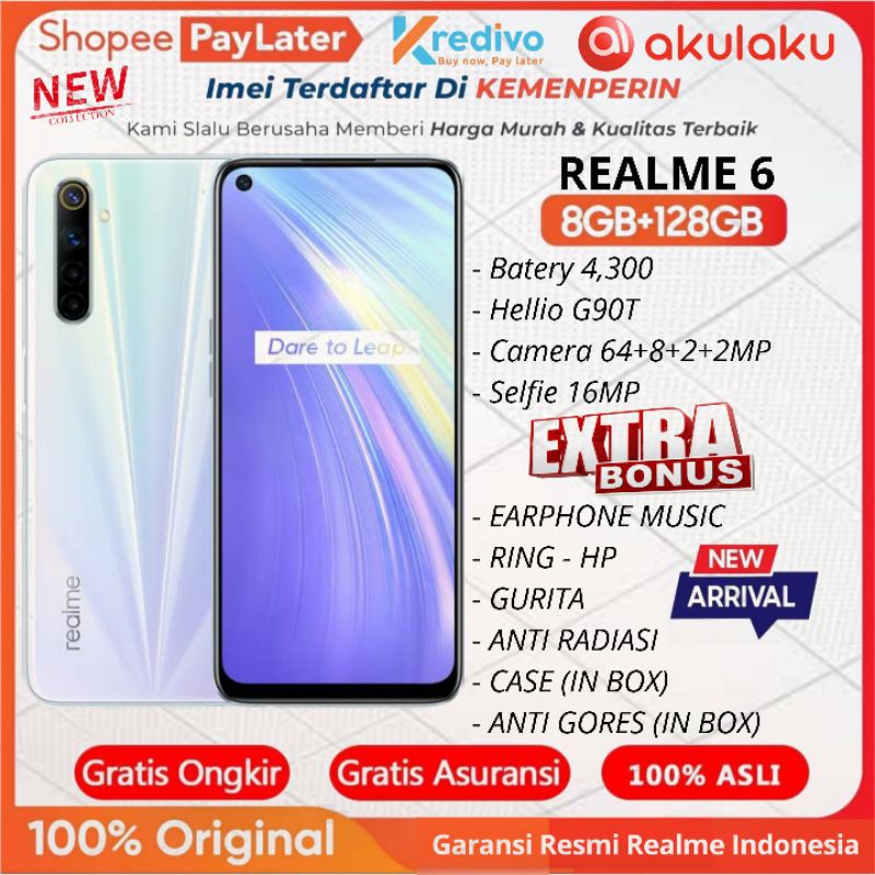 Realme 6 Ram 8GB Rom 128GB 8/128 & 4/128 Garansi Resmi Realme 1 Tahun