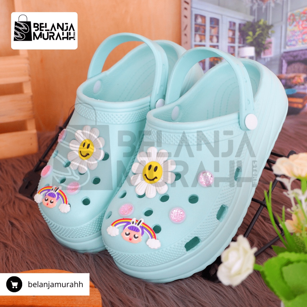 Wedgess Wanita Crocs Classic Korean Style / Sandal Kodok wanita polos Anti slip Warna cantik