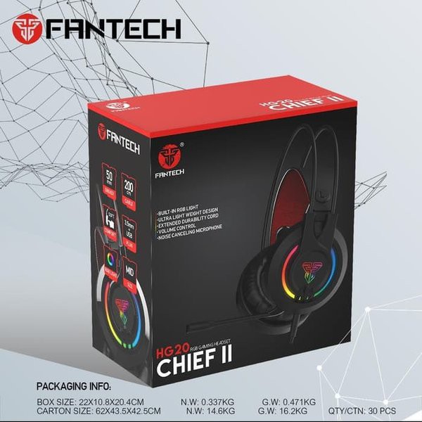 Headset Gaming FANTECH Chief II HG20 RGB Lightning Effects