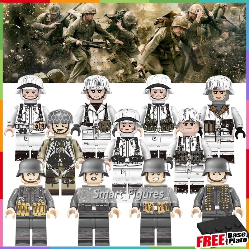 Mainan Action Figure Minifigures WWII Tentara Jerman Motif Camo Salju