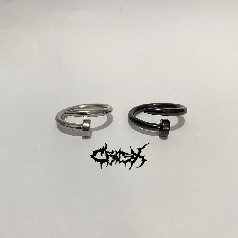 NAIL RING / CINCIN PAKU / COUPLE RING CINCIN COUPLE KOREAN STYLE RING CINCIN STYLE KOREA CINCIN AESTHETIC RING CINCIN TITANIUM CINCIN STAINLESS STEEL CINCIN PRIA CINCIN WANITA HIP HOP PUNK RETRO VINTAGE METAL RING