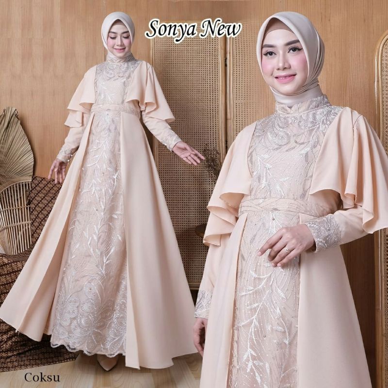 DRESS BRUKAT GAMIS PESTA BRUKAT TILE MUTIARA MEWAH SONYA