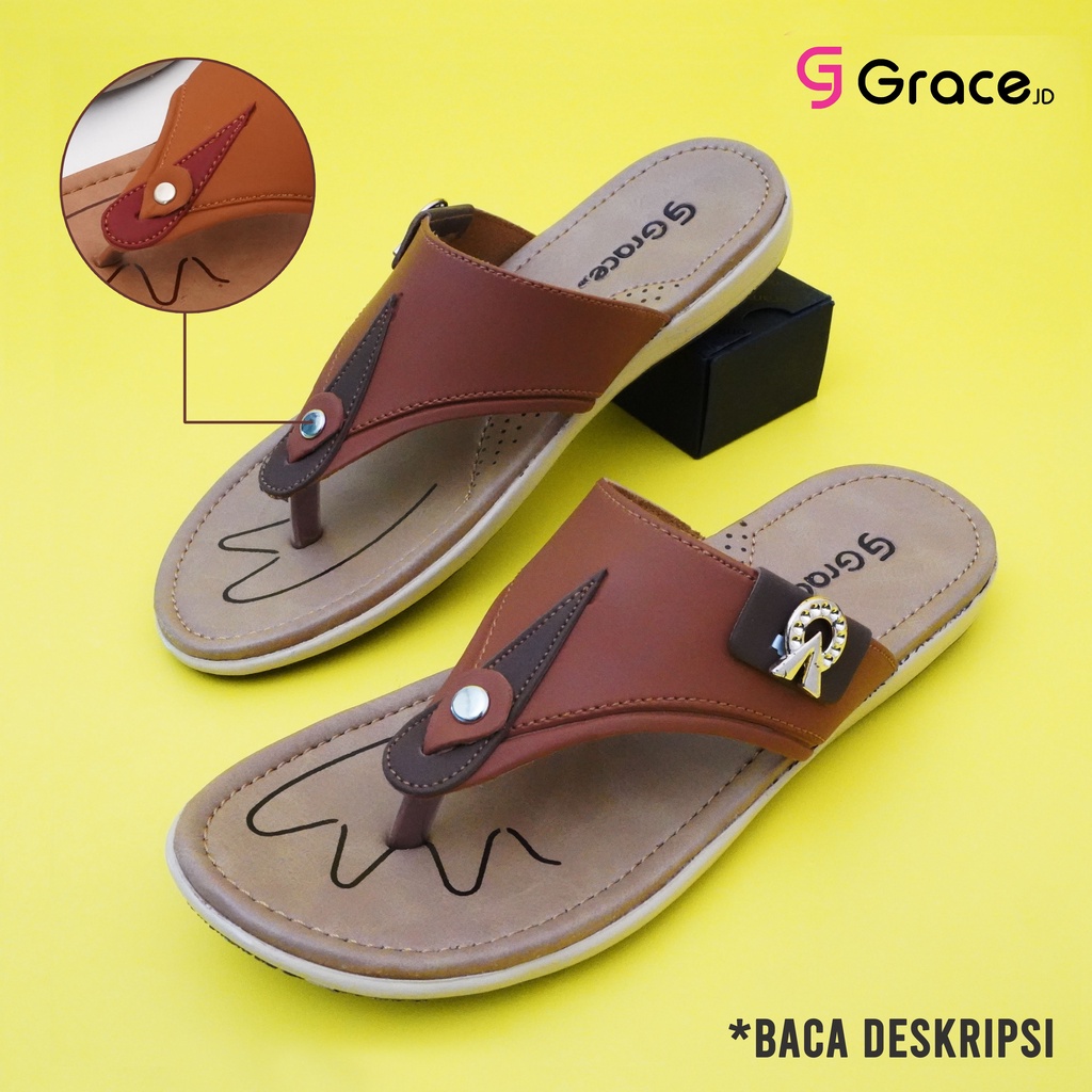 GRACE [ANITA 102] Sandal Flat Japit Wanita/ Sandal Flat Japit Cewek/ Sendal Jepit Cewek Santai