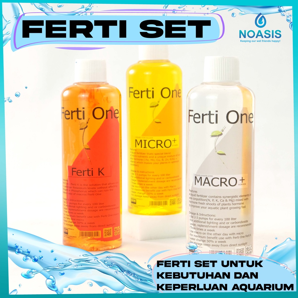 PAKET PUPUK CAIR AQUASCAPE FERTI ONE MICRO,MACRO,FERTI K 250 ML PROMO