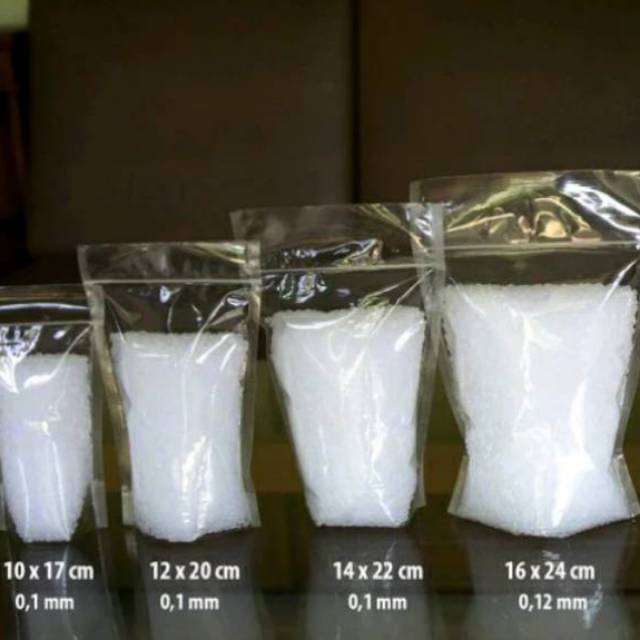 PLASTIK MAKANAN STANDING POUCH TRANSPARAN BERDIRI 9x15, 10x17 , 12x20 , 14x22 , 16x24 DOUBLE SEAL KL
