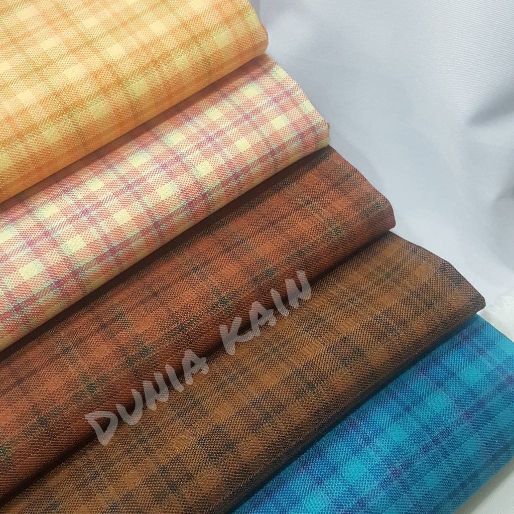 Bahan Kain seragam baju pakaian celana kain kotak - kotak merek Avano