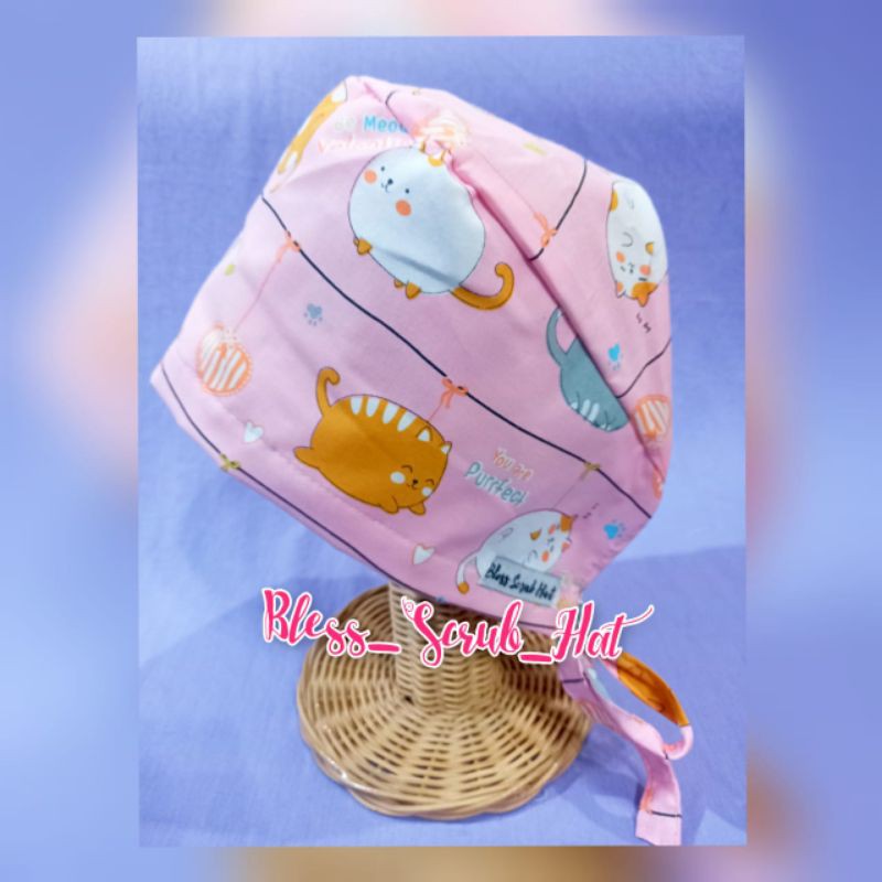 Topi Bedah / Nurse Cap/ Sugical cap/ Topi Motif/Kucing