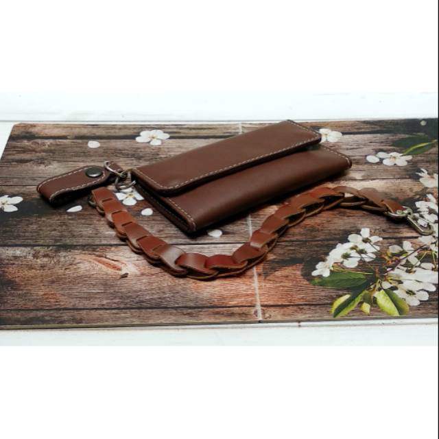 Dompet Kulit Pria Dompet Lipat Panjang Plus Tali