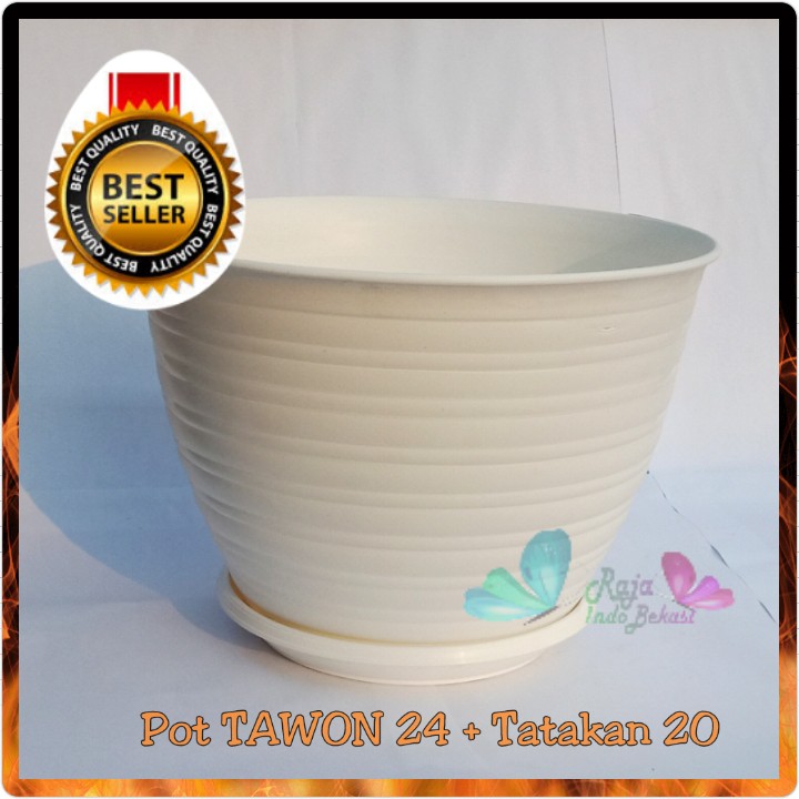 Pot Tawon 24 Cm Putih - Pot Tawon Pot 25 Plastik 25CM Vas Bunga Pot Putih Pot Adenium Bonsai - Pot Tawon 24