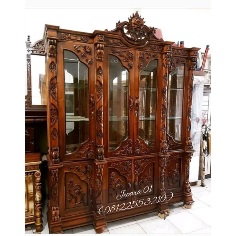 Lemari hias Mawar Jati 4 Pintu