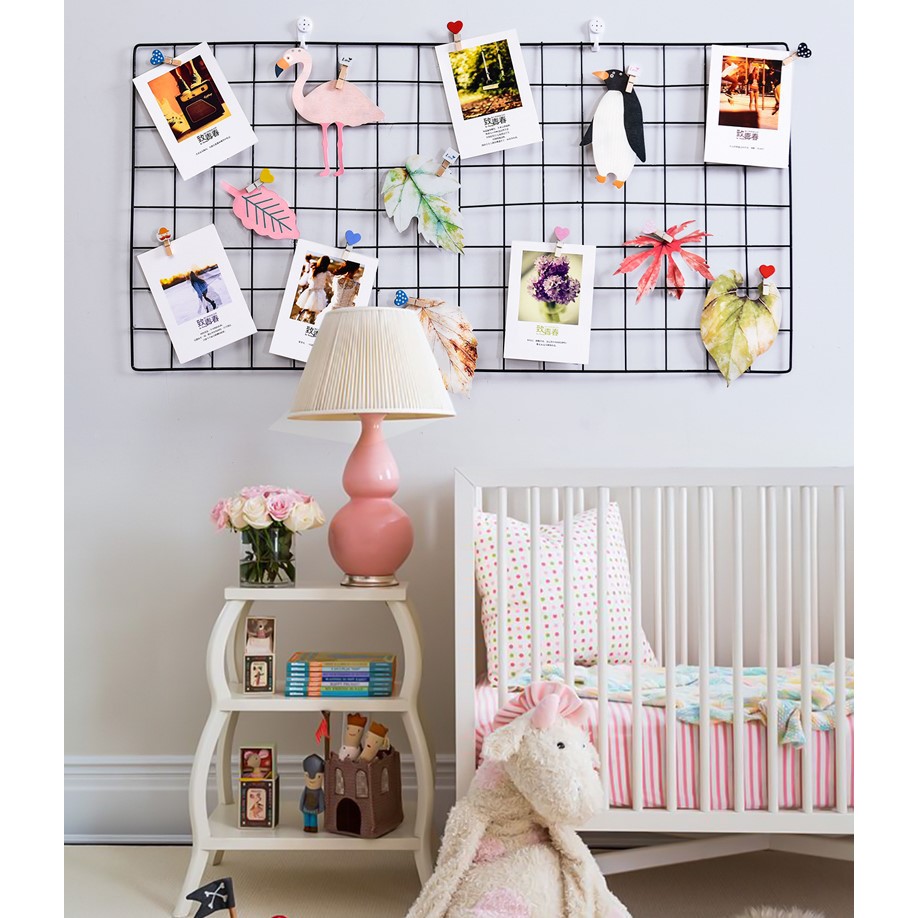 HOVELSHOP Hiasan Dinding Besi Dekorasi Kamar Grid Wall Gantung Foto Frame