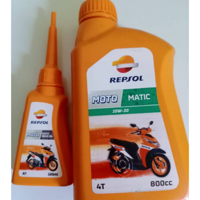 Oli repsol matic SAE 10-30W 800ml + oli gardan repsol 120ml honda beat/scoopy/vario 125/150/mio