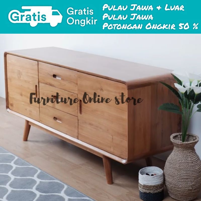 BUFFET KAYU JATI MINIMALIS KLASIK lemari tas minimalis furniture minimalis lemari minimalis lemari t