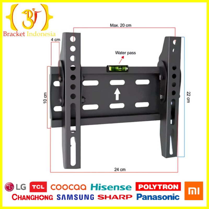 Braket/Breket/Bracket TV LCD LED 10 - 42 inch impor universal