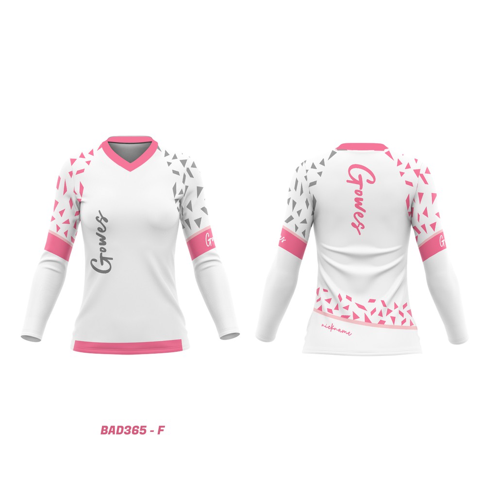 Kaos Baju Jersey Pakaian OlahRaga Sepeda Wanita Putih Lengan Panjang DriFit Printing Custom BAD365