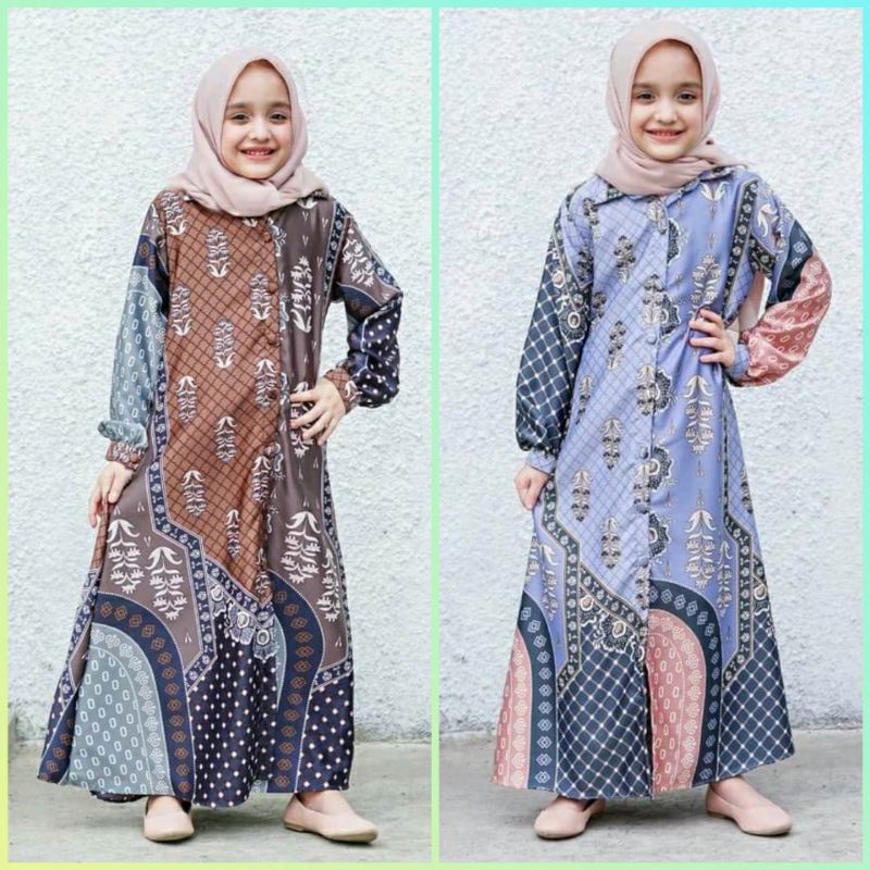 Gamis mikayla kids Maxi motif Free Masker