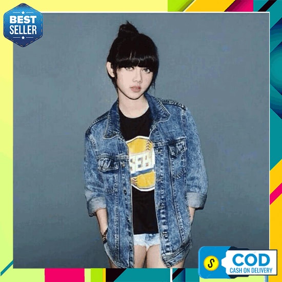 Jaket Jeans Wanita Oversize Jacket Cewek Jumbo Kekinian Jaket Jins Wan Jaket / Jack Jaket Jeans Ripp
