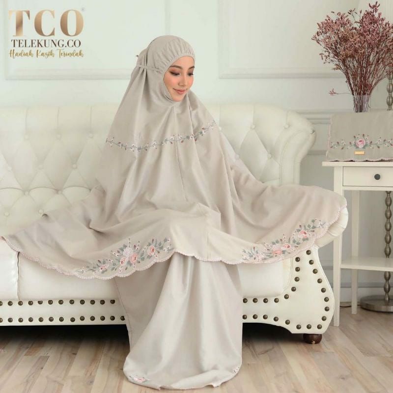 Mukena Mahira Bordir Manual Mewah Premium katun Tas jadi sejadah