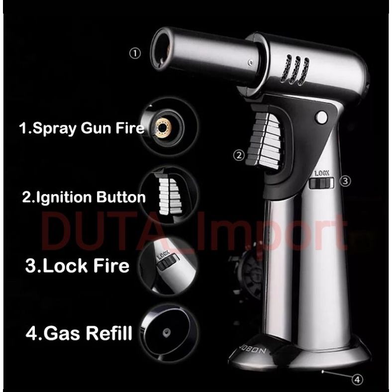 JOBON Single Jet Turbo Lighter mode Lock Fire / Korek Api Gas isi Ulang Gas Multifungsi Serbaguna Original