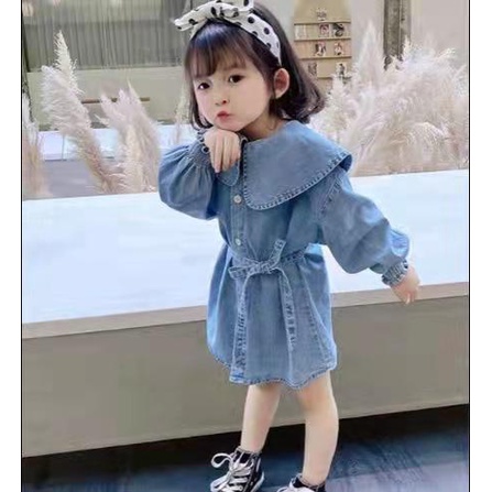 (LOLI-JKT) BD-129 DRESS ANAK CEWEK FULL JEANS LEMBUT